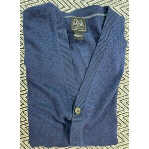 Jos. A. Bank Traveler Mens Large Blue 100% Merino Wool Cardigan Sweater With But